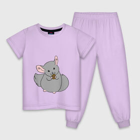Детская пижама хлопок с принтом Шиншилла , 100% хлопок |  брюки и футболка прямого кроя, без карманов, на брюках мягкая резинка на поясе и по низу штанин
 | Тематика изображения на принте: животное | минимализм | мотивация | текст | шиншилла