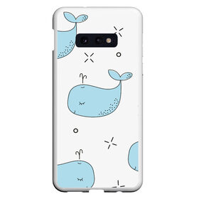Чехол для Samsung S10E с принтом Маленькие киты , Силикон | Область печати: задняя сторона чехла, без боковых панелей | детский | кит | маленький | море | морской | прикольный | рисунок | рыбы | скетч