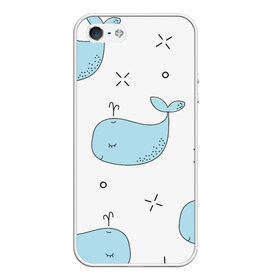 Чехол для iPhone 5/5S матовый с принтом Маленькие киты , Силикон | Область печати: задняя сторона чехла, без боковых панелей | детский | кит | маленький | море | морской | прикольный | рисунок | рыбы | скетч