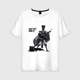 Женская футболка хлопок Oversize с принтом Fantasy warrior , 100% хлопок | свободный крой, круглый ворот, спущенный рукав, длина до линии бедер
 | carpg | dark fantasy | fantasy | gothic | gotic | warrior | воин | готика | рыцарь
