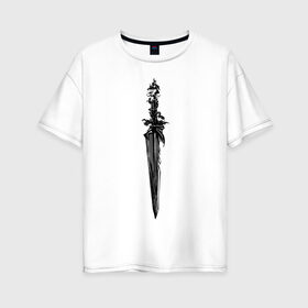 Женская футболка хлопок Oversize с принтом Демонический меч , 100% хлопок | свободный крой, круглый ворот, спущенный рукав, длина до линии бедер
 | демон | змея | меч | череп