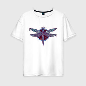 Женская футболка хлопок Oversize с принтом Стрекоза , 100% хлопок | свободный крой, круглый ворот, спущенный рукав, длина до линии бедер
 | dragonfly | круг | крылья | стрекоза