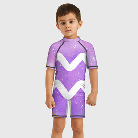 Детский купальный костюм 3D с принтом Водолей   Космос , Полиэстер 85%, Спандекс 15% | застежка на молнии на спине | водолей | восточный | знак | знак зодиака | зодиак | космос | небо | подарок | фиолетовый