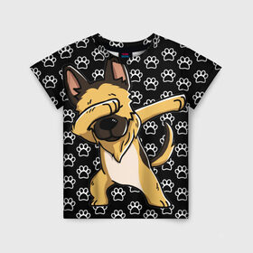 Детская футболка 3D с принтом DAB DOG , 100% гипоаллергенный полиэфир | прямой крой, круглый вырез горловины, длина до линии бедер, чуть спущенное плечо, ткань немного тянется | dab | dog | дог | домашние животные | друг человека | звери | овчарка | пес | песель | собака | собакен