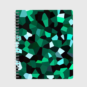 Тетрадь с принтом Имеральд , 100% бумага | 48 листов, плотность листов — 60 г/м2, плотность картонной обложки — 250 г/м2. Листы скреплены сбоку удобной пружинной спиралью. Уголки страниц и обложки скругленные. Цвет линий — светло-серый
 | camouflage | casual style | geometry | green | hexagon | polygonal | stripes | texture | гексагон | геометрические | геометрия | городской | изумруд | камуфляж | кристаллы | милитари | мозаика | объемный | повседневный | полигон