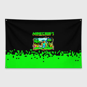 Флаг-баннер с принтом Minecraft , 100% полиэстер | размер 67 х 109 см, плотность ткани — 95 г/м2; по краям флага есть четыре люверса для крепления | minecraft | алекс | белый | блоки | ведьма | взрывчатка | визера | волк | гаст | добывать | дракон | зеленый куб | зомби | игра | крафт | крипер | кубики | лошадка | майн | майнкрафт | манкрафт | овечка | оцелот