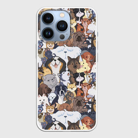 Чехол для iPhone 13 Pro с принтом Dogs ,  |  | cобака | доберман | животное | звери | кинолог | корги | милый | мордочка | овчарка | паттерн | пес | пудель | стикербомбинг | щенок | я люблю собак