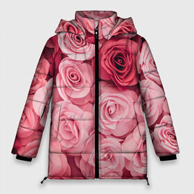 Женская зимняя куртка 3D с принтом Розовые Розы , верх — 100% полиэстер; подкладка — 100% полиэстер; утеплитель — 100% полиэстер | длина ниже бедра, силуэт Оверсайз. Есть воротник-стойка, отстегивающийся капюшон и ветрозащитная планка. 

Боковые карманы с листочкой на кнопках и внутренний карман на молнии | pink | rose | день святого валентина | красивый | любовь | прекрасный | роза | цветок | цветы