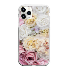 Чехол для iPhone 11 Pro Max матовый с принтом Нежные Цветы , Силикон |  | Тематика изображения на принте: белый | розовый | розы | сирень | цветок