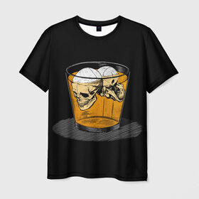 Мужская футболка 3D с принтом There is No Cure , 100% полиэфир | прямой крой, круглый вырез горловины, длина до линии бедер | arturcherkasov1995 | в стакане | виски | скелет | черепа
