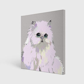 Холст квадратный с принтом Пушистый милый кот с грустным взглядом , 100% ПВХ |  | забавно | котята | няшно | цитата