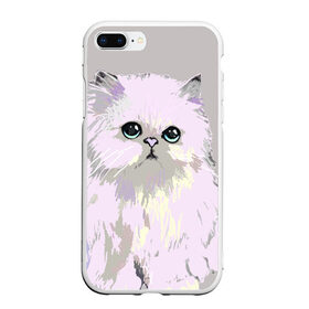 Чехол для iPhone 7Plus/8 Plus матовый с принтом Пушистый милый кот с грустным взглядом , Силикон | Область печати: задняя сторона чехла, без боковых панелей | забавно | котята | няшно | цитата