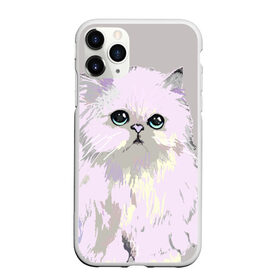 Чехол для iPhone 11 Pro Max матовый с принтом Пушистый милый кот с грустным взглядом , Силикон |  | забавно | котята | няшно | цитата