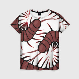 Женская футболка 3D с принтом Гигантские сколопендры , 100% полиэфир ( синтетическое хлопкоподобное полотно) | прямой крой, круглый вырез горловины, длина до линии бедер | centipede | insect | scolopendra | многоножка | насекомое | сороконожка