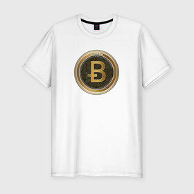 Мужская футболка хлопок Slim с принтом BITCOIN , 92% хлопок, 8% лайкра | приталенный силуэт, круглый вырез ворота, длина до линии бедра, короткий рукав | bitcoin | btc | биткоин | валюта | деньги | криптовалюта