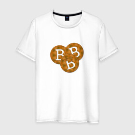 Мужская футболка хлопок с принтом BITCOIN , 100% хлопок | прямой крой, круглый вырез горловины, длина до линии бедер, слегка спущенное плечо. | bitcoin | btc | биткоин | валюта | деньги | криптовалюта