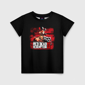 Детская футболка 3D с принтом red dead redemption 2 , 100% гипоаллергенный полиэфир | прямой крой, круглый вырез горловины, длина до линии бедер, чуть спущенное плечо, ткань немного тянется | action | red dead redemption 2 | rockstar games | вестерн | игра | ковбой | ружье | стрелялка | экшен
