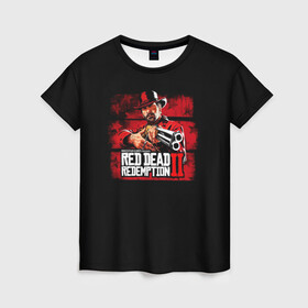 Женская футболка 3D с принтом red dead redemption 2 , 100% полиэфир ( синтетическое хлопкоподобное полотно) | прямой крой, круглый вырез горловины, длина до линии бедер | action | red dead redemption 2 | rockstar games | вестерн | игра | ковбой | ружье | стрелялка | экшен