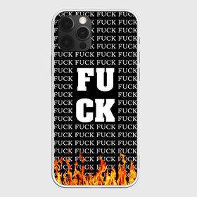 Чехол для iPhone 12 Pro Max с принтом F*CK F*CK F*CK , Силикон |  | black and white | censorship | fire | lettering | obscene words | uncensored | надписи | неценузурный | огонь | темный | черный и белый