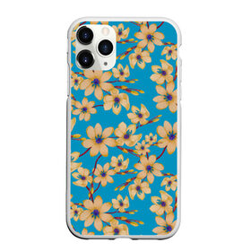 Чехол для iPhone 11 Pro матовый с принтом Иксии на голубом фоне , Силикон |  | Тематика изображения на принте: 8 марта | flowers | summer | весна | желтый | иксии | лето | праздник | природа | растения | цветы