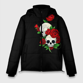 Мужская зимняя куртка 3D с принтом Roses Skulls , верх — 100% полиэстер; подкладка — 100% полиэстер; утеплитель — 100% полиэстер | длина ниже бедра, свободный силуэт Оверсайз. Есть воротник-стойка, отстегивающийся капюшон и ветрозащитная планка. 

Боковые карманы с листочкой на кнопках и внутренний карман на молнии. | 