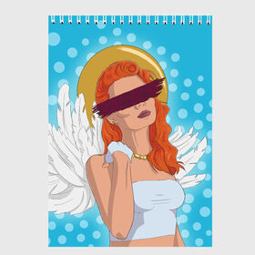 Скетчбук с принтом Angel , 100% бумага
 | 48 листов, плотность листов — 100 г/м2, плотность картонной обложки — 250 г/м2. Листы скреплены сверху удобной пружинной спиралью | pop art | popart | ангел | девушка | зима | крылья | нимб | поп арт | рождественский ангел | рыжая девушка