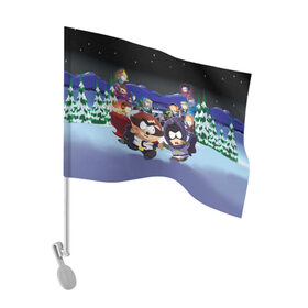 Флаг для автомобиля с принтом ЮЖНЫЙ ПАРК , 100% полиэстер | Размер: 30*21 см | south park | ubisoft | woodland critter christmas | кенни | мультсериал | стэн | южный парк