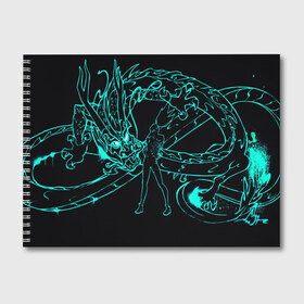 Альбом для рисования с принтом Neon Dragon , 100% бумага
 | матовая бумага, плотность 200 мг. | dragon | neon | девушка | дракон | маска | неоновый | полосы | текстуры | узоры | фигуры | черный