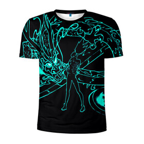 Мужская футболка 3D спортивная с принтом Neon Dragon , 100% полиэстер с улучшенными характеристиками | приталенный силуэт, круглая горловина, широкие плечи, сужается к линии бедра | dragon | neon | девушка | дракон | маска | неоновый | полосы | текстуры | узоры | фигуры | черный