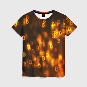 Женская футболка 3D с принтом BITCOIN KRYPTONATE , 100% полиэфир ( синтетическое хлопкоподобное полотно) | прямой крой, круглый вырез горловины, длина до линии бедер | bitcoin | btc | биткоин | валюта | деньги | криптовалюта