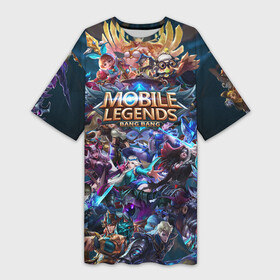Платье-футболка 3D с принтом Mobile Legends (Z) ,  |  | 515 unite | bang bang | battle arena | moba | mobile legends | mobile legends bang bang | online battle arena