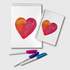 Блокнот с принтом Акварельное сердце , 100% бумага | 48 листов, плотность листов — 60 г/м2, плотность картонной обложки — 250 г/м2. Листы скреплены удобной пружинной спиралью. Цвет линий — светло-серый
 | день валентина | любовь | парные | сердца
