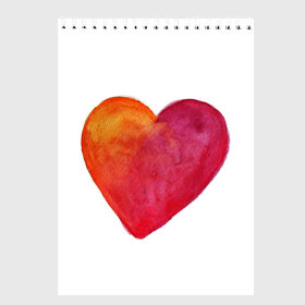 Скетчбук с принтом Акварельное сердце , 100% бумага
 | 48 листов, плотность листов — 100 г/м2, плотность картонной обложки — 250 г/м2. Листы скреплены сверху удобной пружинной спиралью | Тематика изображения на принте: день валентина | любовь | парные | сердца
