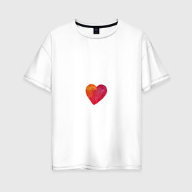 Женская футболка хлопок Oversize с принтом Акварельное сердце , 100% хлопок | свободный крой, круглый ворот, спущенный рукав, длина до линии бедер
 | день валентина | любовь | парные | сердца