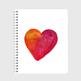 Тетрадь с принтом Акварельное сердце , 100% бумага | 48 листов, плотность листов — 60 г/м2, плотность картонной обложки — 250 г/м2. Листы скреплены сбоку удобной пружинной спиралью. Уголки страниц и обложки скругленные. Цвет линий — светло-серый
 | Тематика изображения на принте: день валентина | любовь | парные | сердца