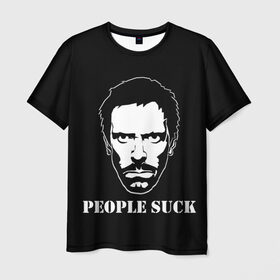 Мужская футболка 3D с принтом PEOPLE S*CK , 100% полиэфир | прямой крой, круглый вырез горловины, длина до линии бедер | everybody lies | haus | house | все лгут | доктор | доктор хаус | мем | мемы | хауз | хаус | хью лори