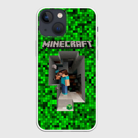 Чехол для iPhone 13 mini с принтом Minecraft ,  |  | minecraft | алекс | белый | блоки | ведьма | взрывчатка | визера | волк | гаст | добывать | дракон | зеленый куб | зомби | игра | крафт | крипер | кубики | лошадка | майн | майнкрафт | манкрафт | овечка | оцелот