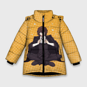 Зимняя куртка для девочек 3D с принтом Дазай , ткань верха — 100% полиэстер; подклад — 100% полиэстер, утеплитель — 100% полиэстер. | длина ниже бедра, удлиненная спинка, воротник стойка и отстегивающийся капюшон. Есть боковые карманы с листочкой на кнопках, утяжки по низу изделия и внутренний карман на молнии. 

Предусмотрены светоотражающий принт на спинке, радужный светоотражающий элемент на пуллере молнии и на резинке для утяжки. | bungou stray dogs | dazai | osamu | бродячие псы | великий | дазай | дазай осаму | осаму