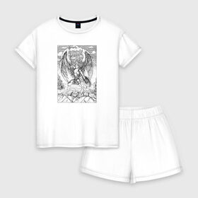 Женская пижама с шортиками хлопок с принтом Celestial , 100% хлопок | футболка прямого кроя, шорты свободные с широкой мягкой резинкой | angel | celestial | fantasy | warrior | ангел | воительница | небесная | руны | средневековье | фэнтези