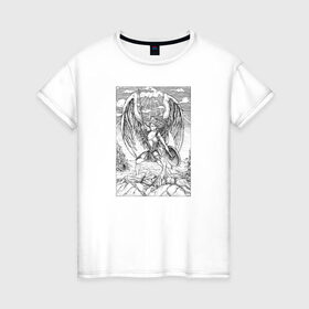 Женская футболка хлопок с принтом Celestial , 100% хлопок | прямой крой, круглый вырез горловины, длина до линии бедер, слегка спущенное плечо | angel | celestial | fantasy | warrior | ангел | воительница | небесная | руны | средневековье | фэнтези