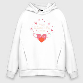 Мужское худи Oversize хлопок с принтом Happy Valentines Day 2021 , френч-терри — 70% хлопок, 30% полиэстер. Мягкий теплый начес внутри —100% хлопок | боковые карманы, эластичные манжеты и нижняя кромка, капюшон на магнитной кнопке | Тематика изображения на принте: 