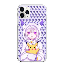 Чехол для iPhone 11 Pro матовый с принтом Эмилия и Пикачу , Силикон |  | anime | emilia | pikachu | re zero | re: zero kara hajimeru isekai seikatsu | re: жизнь с нуля в альтернативном мире | пикачу | ре зеро | эмилия