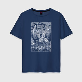 Женская футболка хлопок Oversize с принтом Celestial black , 100% хлопок | свободный крой, круглый ворот, спущенный рукав, длина до линии бедер
 | angel | celestial | fantasy | warrior | ангел | воительница | небесная | руны | средневековье | фэнтези