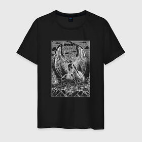 Мужская футболка хлопок с принтом Celestial black , 100% хлопок | прямой крой, круглый вырез горловины, длина до линии бедер, слегка спущенное плечо. | angel | celestial | fantasy | warrior | ангел | воительница | небесная | руны | средневековье | фэнтези