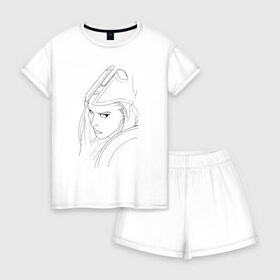 Женская пижама с шортиками хлопок с принтом Warrior woman , 100% хлопок | футболка прямого кроя, шорты свободные с широкой мягкой резинкой | fantasy | warrior | античность | воительница | доспехи | фэнтези