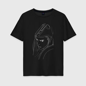 Женская футболка хлопок Oversize с принтом Warrior woman black , 100% хлопок | свободный крой, круглый ворот, спущенный рукав, длина до линии бедер
 | fantasy | warrior | античность | воительница | доспехи | фэнтези