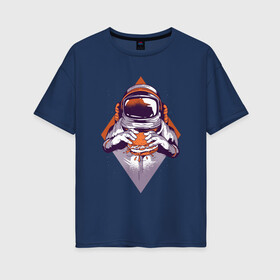 Женская футболка хлопок Oversize с принтом Астронавт с Бургером , 100% хлопок | свободный крой, круглый ворот, спущенный рукав, длина до линии бедер
 | astronaut | burger | elon | food | galaxy | man | mask | moon | moonwalker | musk | nasa | sandwich | space | space x | spaceman | spacex | universe | астрономия | вселенная | галактика | гамбургер | еда | илон | космонавт | маск | наса | скафан