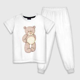 Детская пижама хлопок с принтом Мишка , 100% хлопок |  брюки и футболка прямого кроя, без карманов, на брюках мягкая резинка на поясе и по низу штанин
 | акварель | карандашом | косолапый | медведь | мужчине | парень