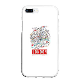Чехол для iPhone 7Plus/8 Plus матовый с принтом Лондон , Силикон | Область печати: задняя сторона чехла, без боковых панелей | london | англия | биг бен | великобритания | достопримечательности | карта | лондон | путешествия | я люблю лондон