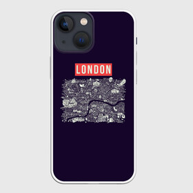 Чехол для iPhone 13 mini с принтом LONDON ,  |  | london | англия | биг бен | великобритания | достопримечательности | карта | литературная карта | лондон | путешествия | твист | чарли чаплин | шерлок холмс | я люблю лондон